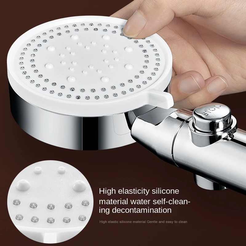 Душевая головка с экономией воды, 5 режимов, регулируемое высокое давление, однокнопочная остановка, ручной распылитель, аксессуары для ванной.