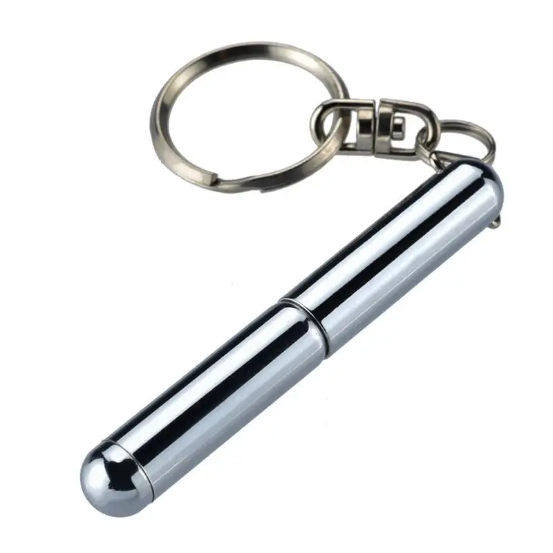 

Retractable Pen Shape Keychain Mini Metal Key Ring Portable Stainless Steel Telescopic Ballpoint Pen Metal Keychain Tools