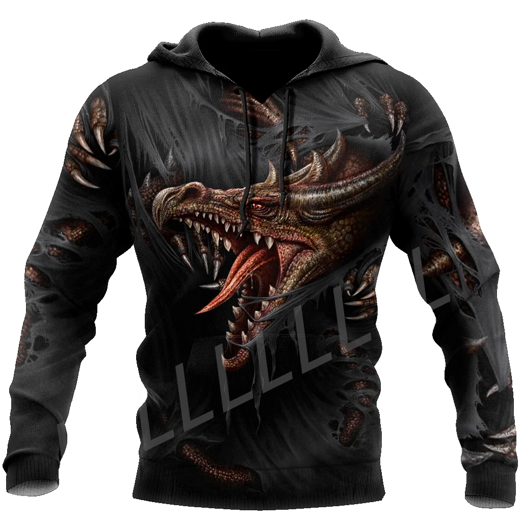 

Men's hoodie 3D printing dragon element fashion sweater personality street home casual pullover plus size jacket 004