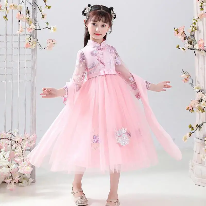 Новинка детское платье-Ципао в китайском стиле с вышивкой сказочный пушистый