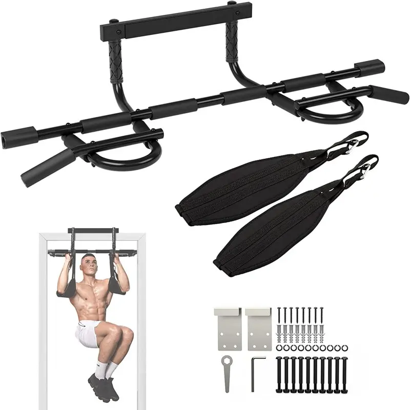 

Heavy Duty Pull Up Bar for Doorway, Solid 1 Piece Main Bar Construction, Multi Grips Pullup Bar for Home Gym Workout, No Screws