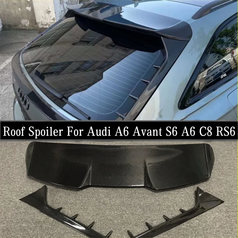 

For Audi A6 Avant S6 A6 C8 RS6 2020 2021 2022+ Real Carbon Fiber Car Rear Trunk Boot Lip Spoiler Roof Spoiler Wing Top Wings Lid