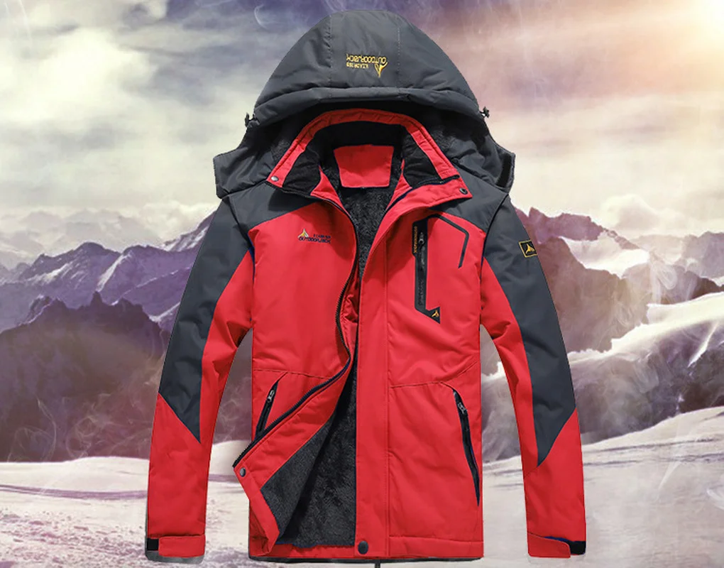 Winter Men Hooded Parkas Skiing Waterproof  Fleece Snow Thermal Jacket Coat Women Autumn Casual Thick Warm Outdoor Outwear