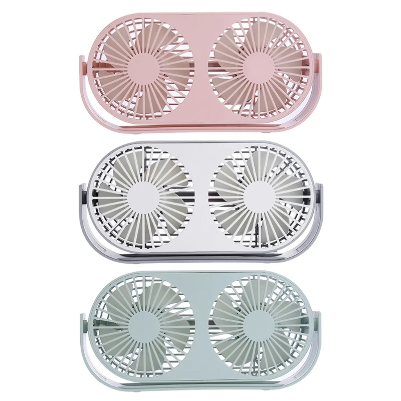 

Double Desk Fan Small Tabletop Fan Portable USB 3 Cooling Speed Adjustable for Head Personal Fan
