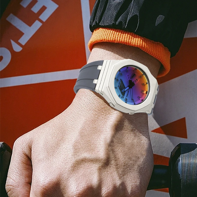 Carbon Fiber Case CasiOak Mod Kit GEN4 for GA2100/2110 Fluororubber Strap for Casio B2100 GM2110 Modification 3rd Diy Accessorie