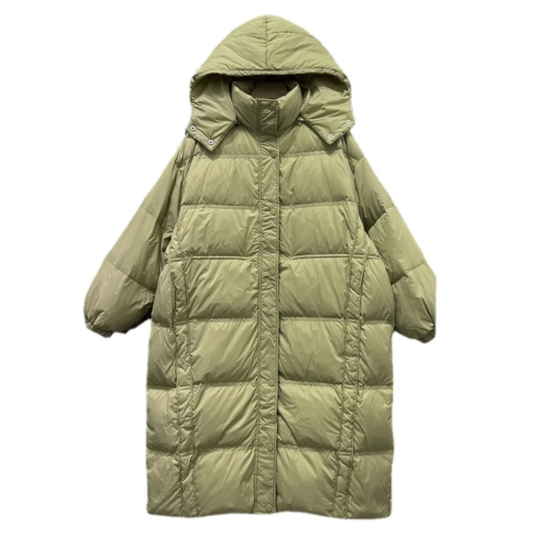 

New Korean Women's Down Jacket Winter Hooded Warm Jacket Long Sleeve Solid Color Casual Coat Clothes F971