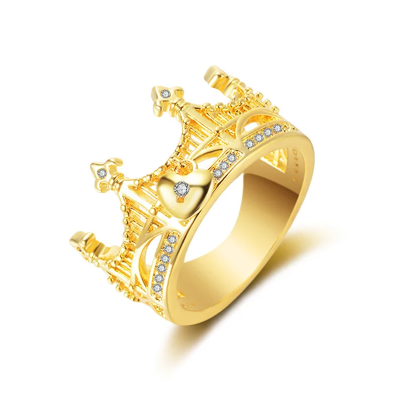 

Gold plated diamond crown ring wedding anniversary gift