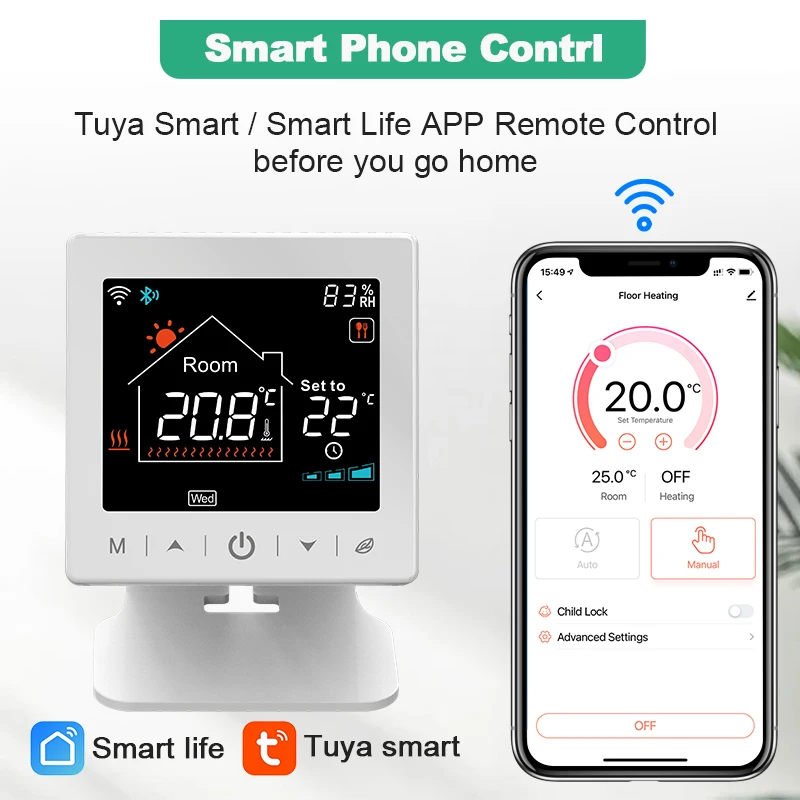 Tuya Smart WiFi Термостат Котла Беспроводной Для Газового Котла-сенсорный Экран