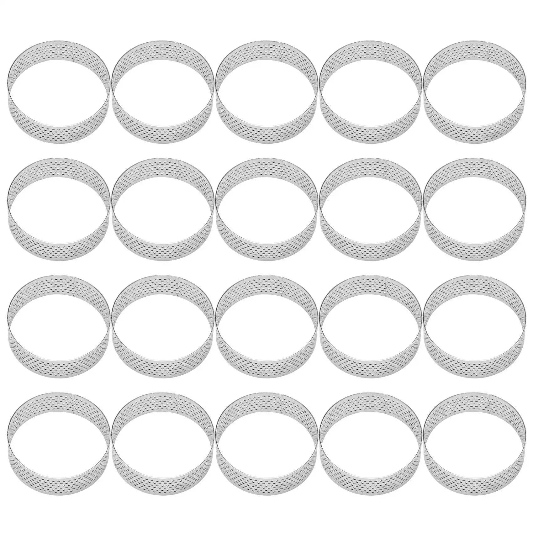 

20 шт. 6 см круговое кольцо для Tart, десерт из нержавеющей стали, перфорация, форма для фруктов, пирога, кекса, пирожных, муссов, кухонная форма для выпечки