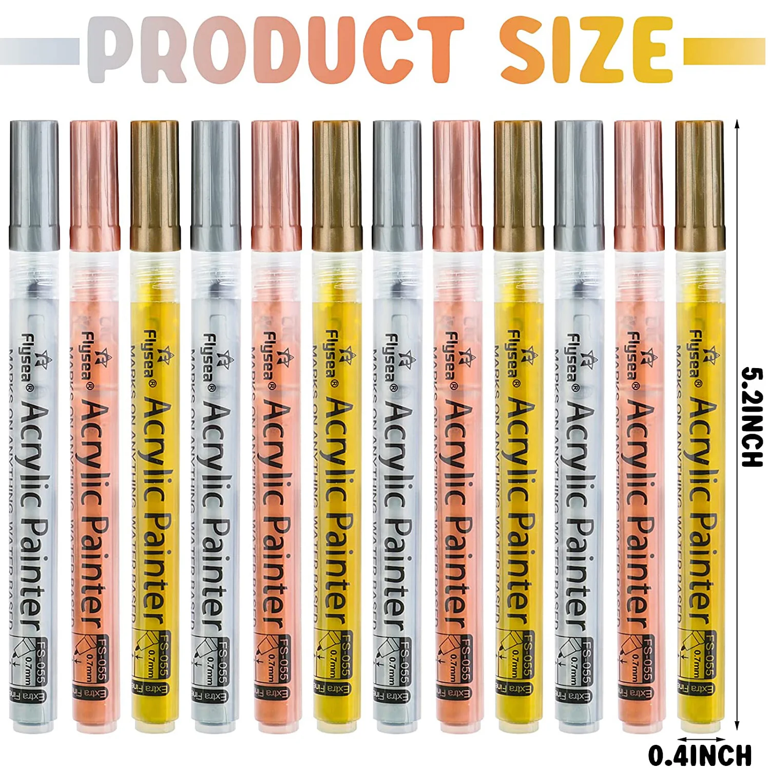 

Acrylic Paint Pens,Water-Based Permanent Metallic Markers, for Rock, Craft Supplies Scrapbook Card Making(Silver,Rose Gold)