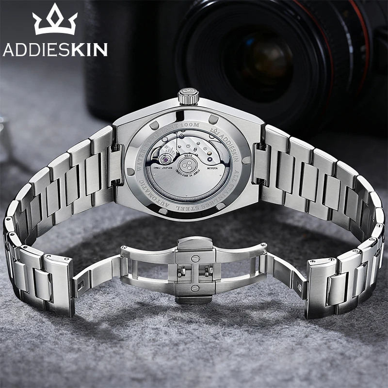 Фото AddiesKin автоматические часы для мужчин 39 мм гильоше швабра циферблат с сапфировым стеклом Miyota 9015 водонепроницаемые светящиеся механические часы №3