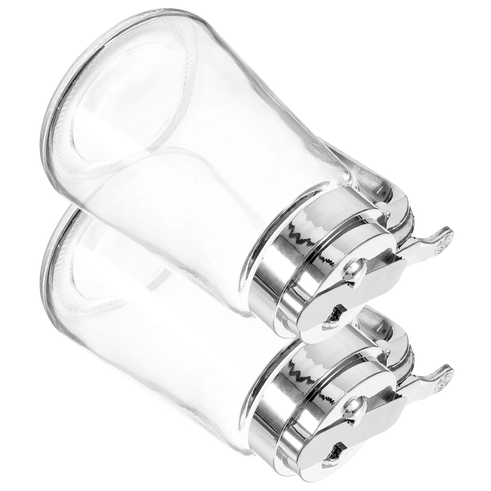 

2 Pcs Stainless Steel Coffee Syrup Dispenser Multifunction Jars Sugar Pot Pump Glass Honey
