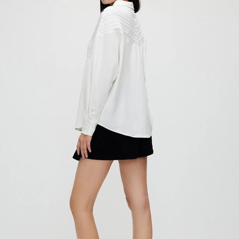 Женская рубашка 2024 эксклюзивная элегантная для работы женская с пэчворком в