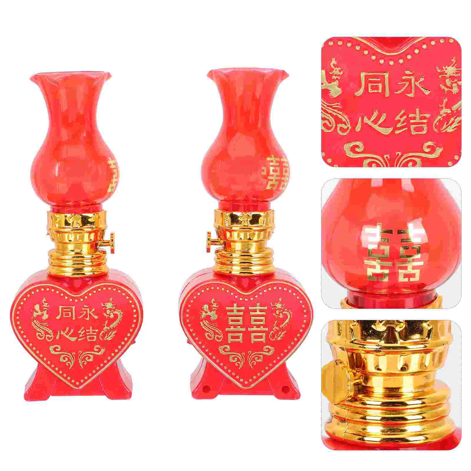 

2 Pcs Decorative Lights Small Electric Lamp Desk Top Flashing Chinese Style Adornment Plastic Romantic LED Chinoiserie Candles