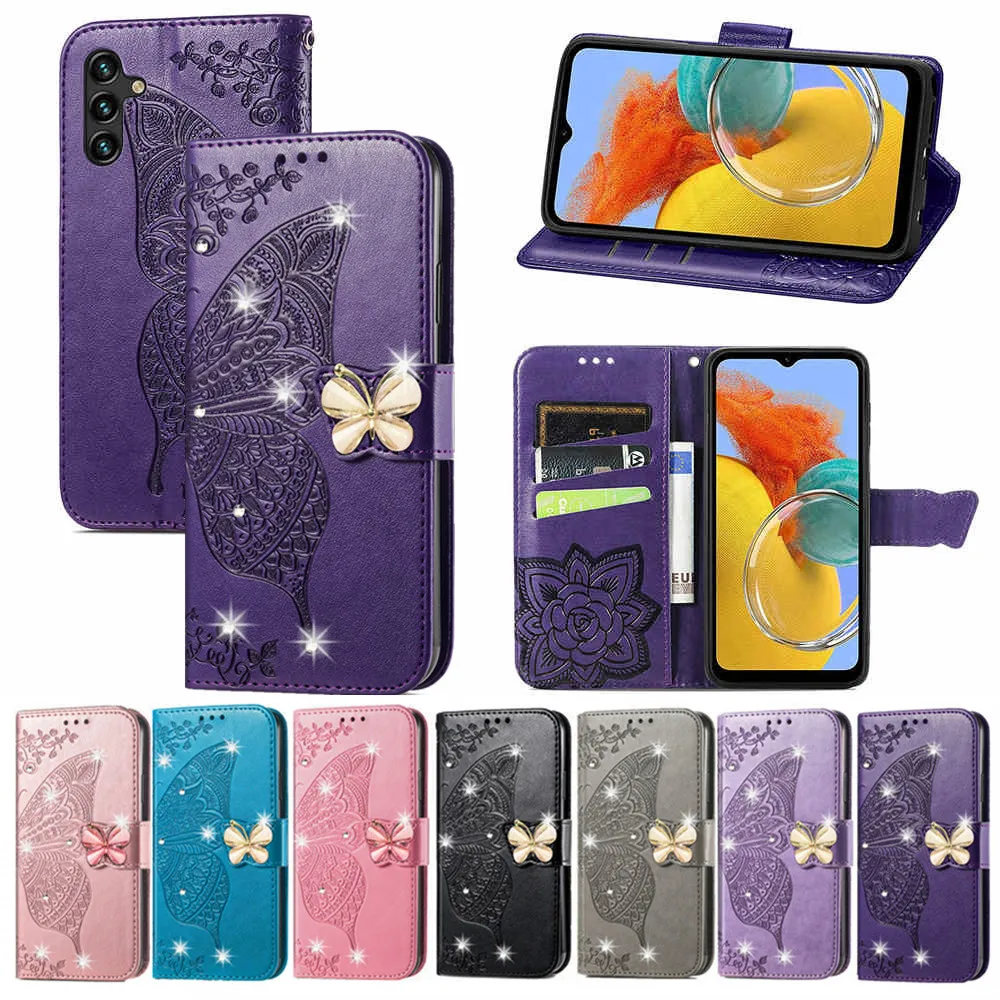 

Butterfly Wallet Case for Samsung Galaxy M13 4G M14 M53 M33 F23 M23 M52 F52 5G M62 M32 M21S M31 F41 F62 Flip Leather Book Cover