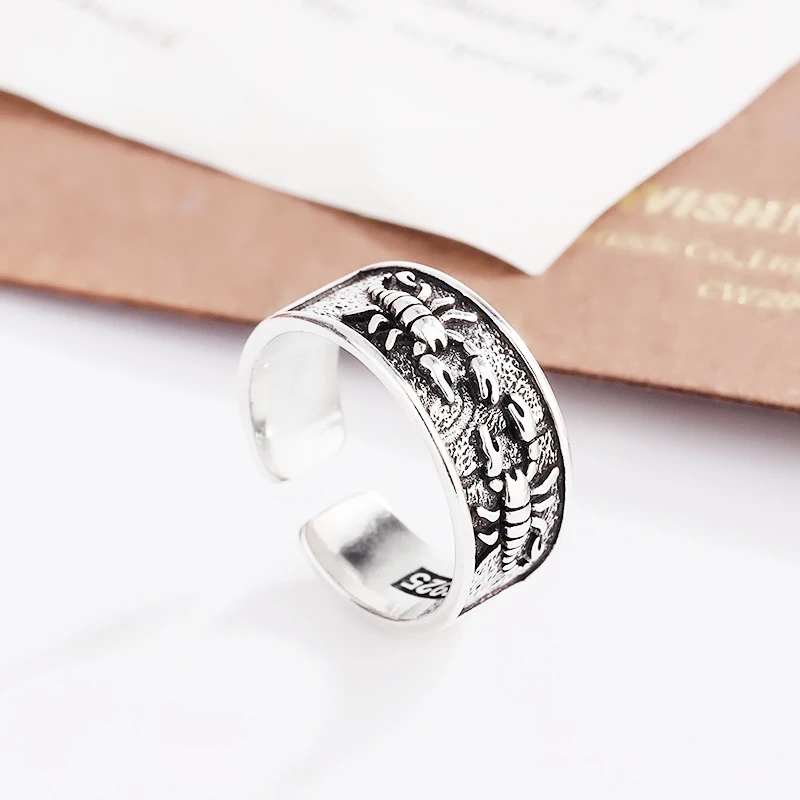 Ретро мужские кольца из стерлингового серебра 925 пробы в стиле скорпиона хип-хоп