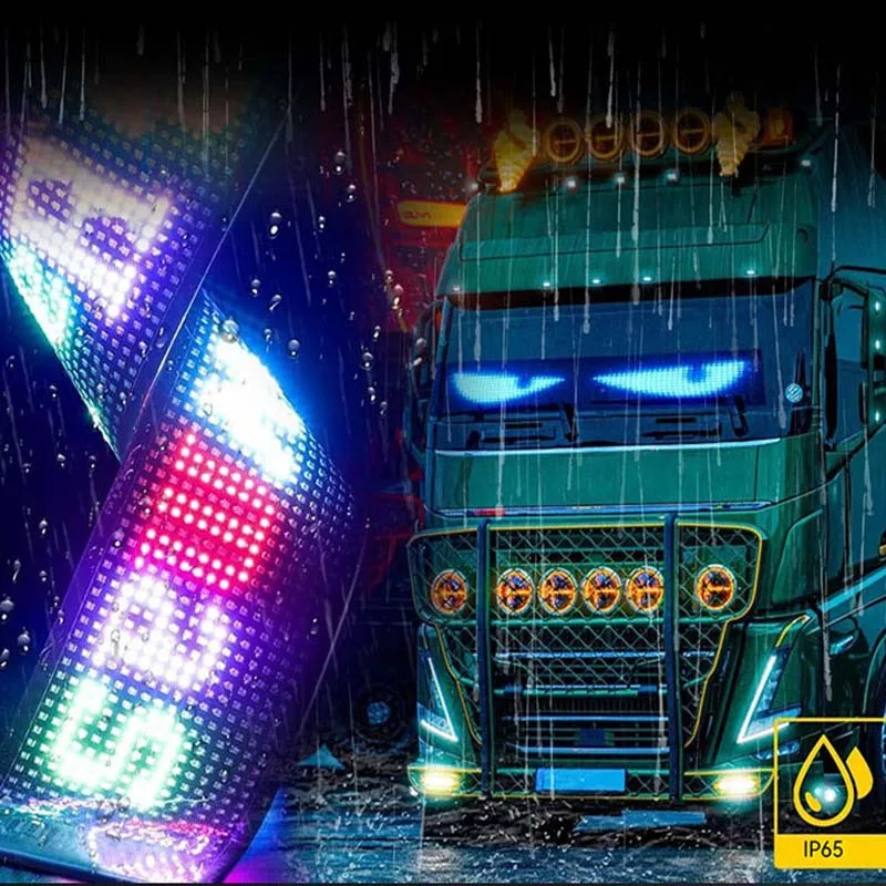 Фото Автомобильная светодиодная матрица Pixel Мягкий экран Лобовое стекло Devils Eyes Bliking Flashing LED Eyes APP Control Truck Window Board для Audi a3 BMW №2