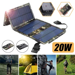 usb output solar panels 20w 5v outdoor foldable portable emergency phone charger backpacking charging plate black free global shipping