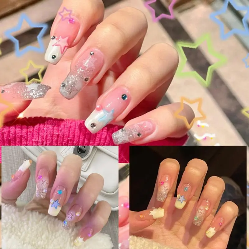 упаковка 12 цветов лазерные красочные пятиконечные звезды дизайн резиновые 3D