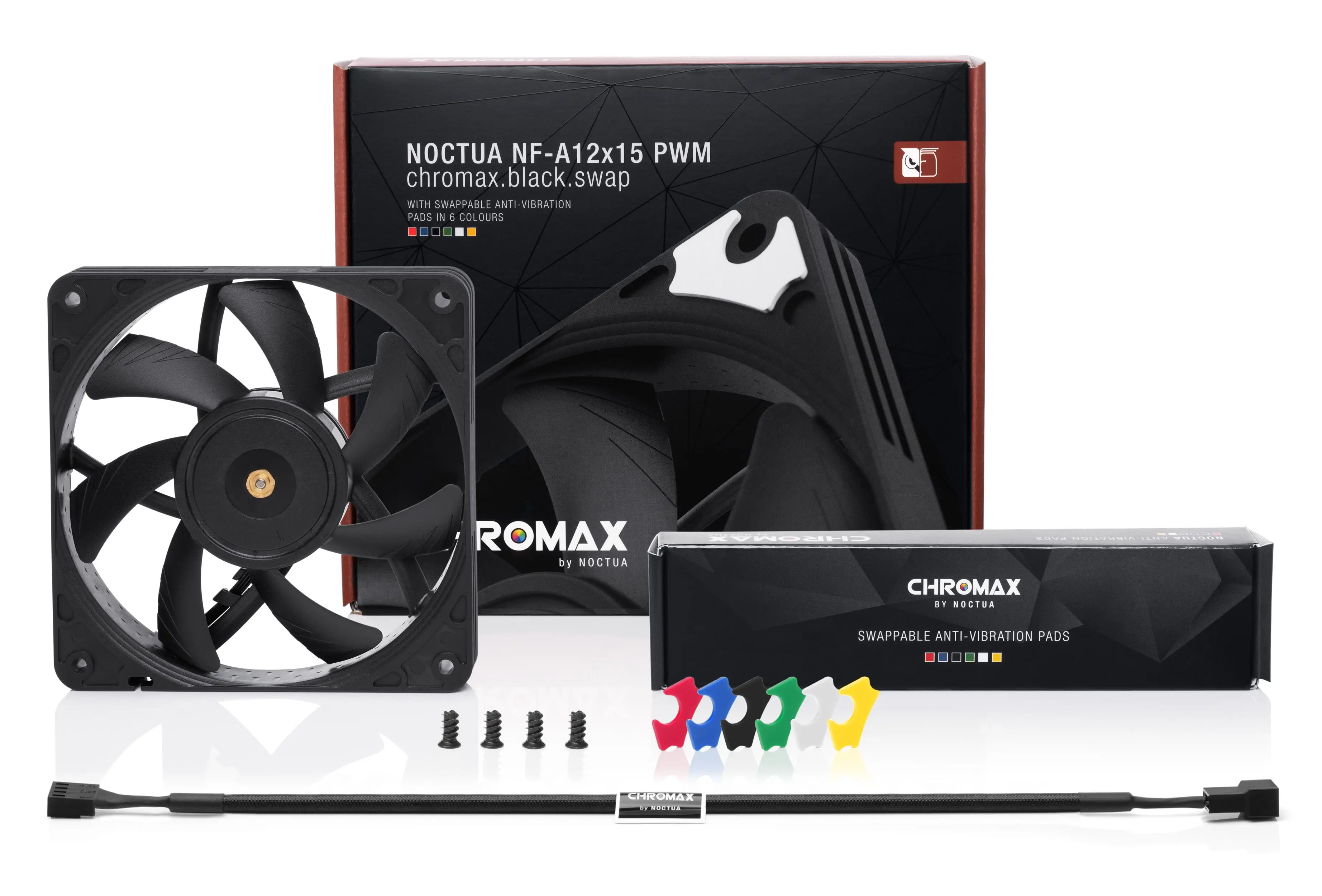 Фото Noctua NF-A12x15 PWM Chromax.Black.Swap 120 мм тонкий тихий корпус охлаждения процессора бесшумный радиатор кулер вентилятор 4-контактный контроль температуры №4