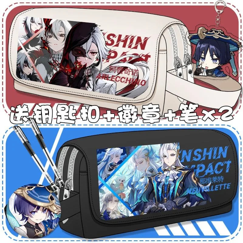 Игра Genshin Impact Косплей Arlecchino Freminet Kirara Furina Wriothesley Холст Флип-ручка Сумка Пенал