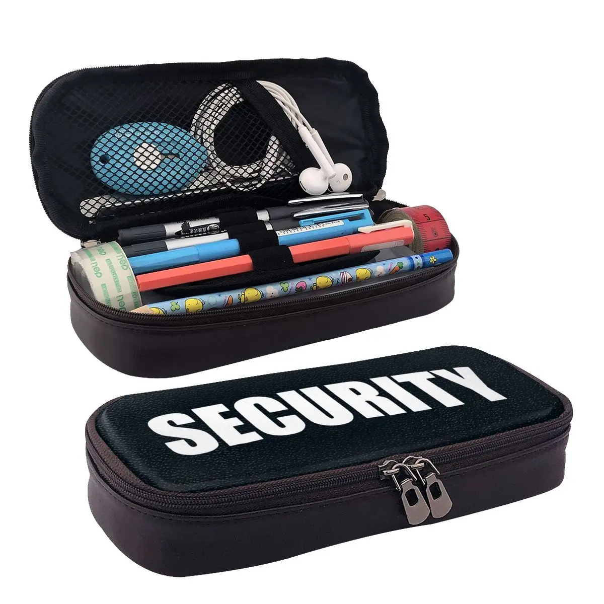 

Security Leather Pencil Case Zipper Pencil Box Stationery Pen Pouch for Boys Girls School Students Work Office