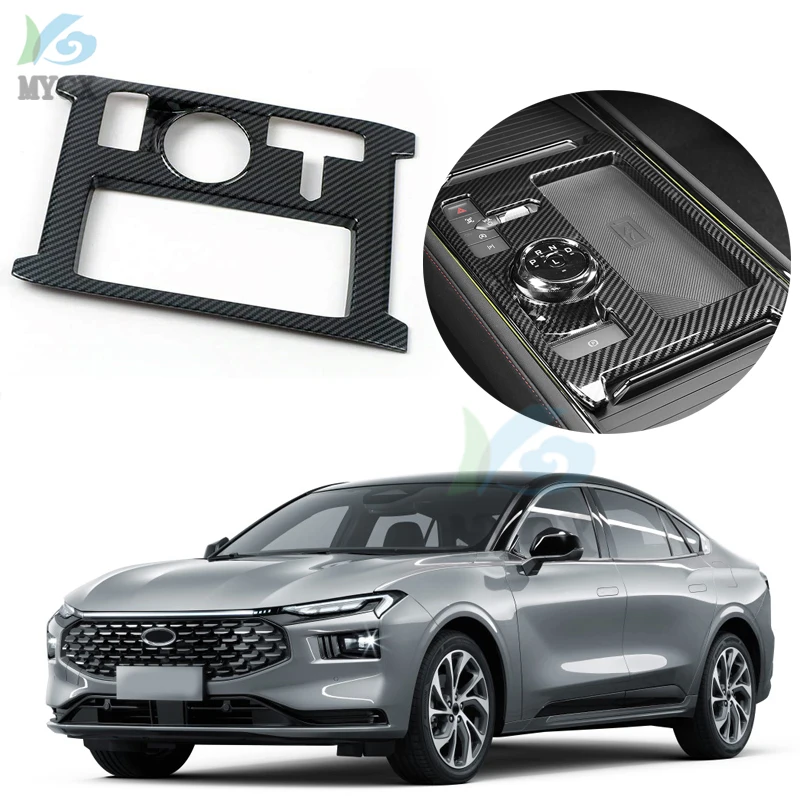 

Текстура из углеродного волокна для FORD MONDEO 2022 + рамка для панели переключения передач автомобиля, ручка переключения передач, крышка, отделк...