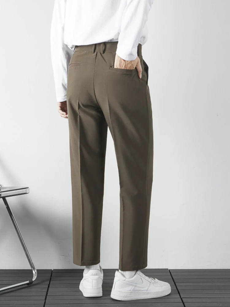 Drape Small Suit Pants Men's Spring and Autumn Korean Sle Loose Straight Casual Light Luxury Non-Ironing Capri ...