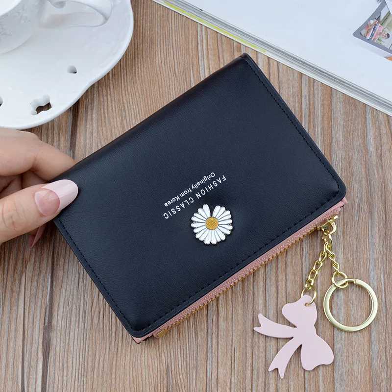 

MONNET CAUTHY New Arrival Purse Fashion Solid Color Black Multi card Slot Short Wallets