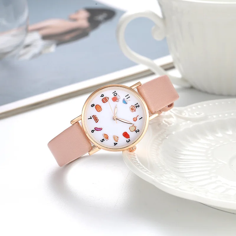 

Часы наручные женские кварцевые с кожаным ремешком, Простые Модные Повседневные