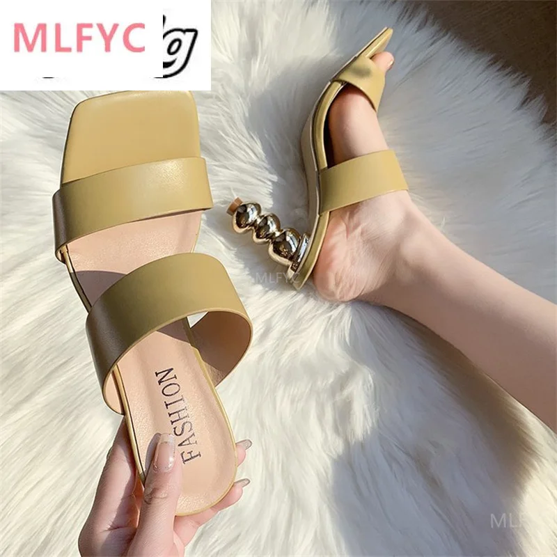 

Slippers women's outer wear 2022 new summer fashion net red transparent word gourd thick heel high heel sandals