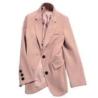 spring 2022 new pink casual small suit coat female design sense niche loose top spring and autumn student suit female versatile
