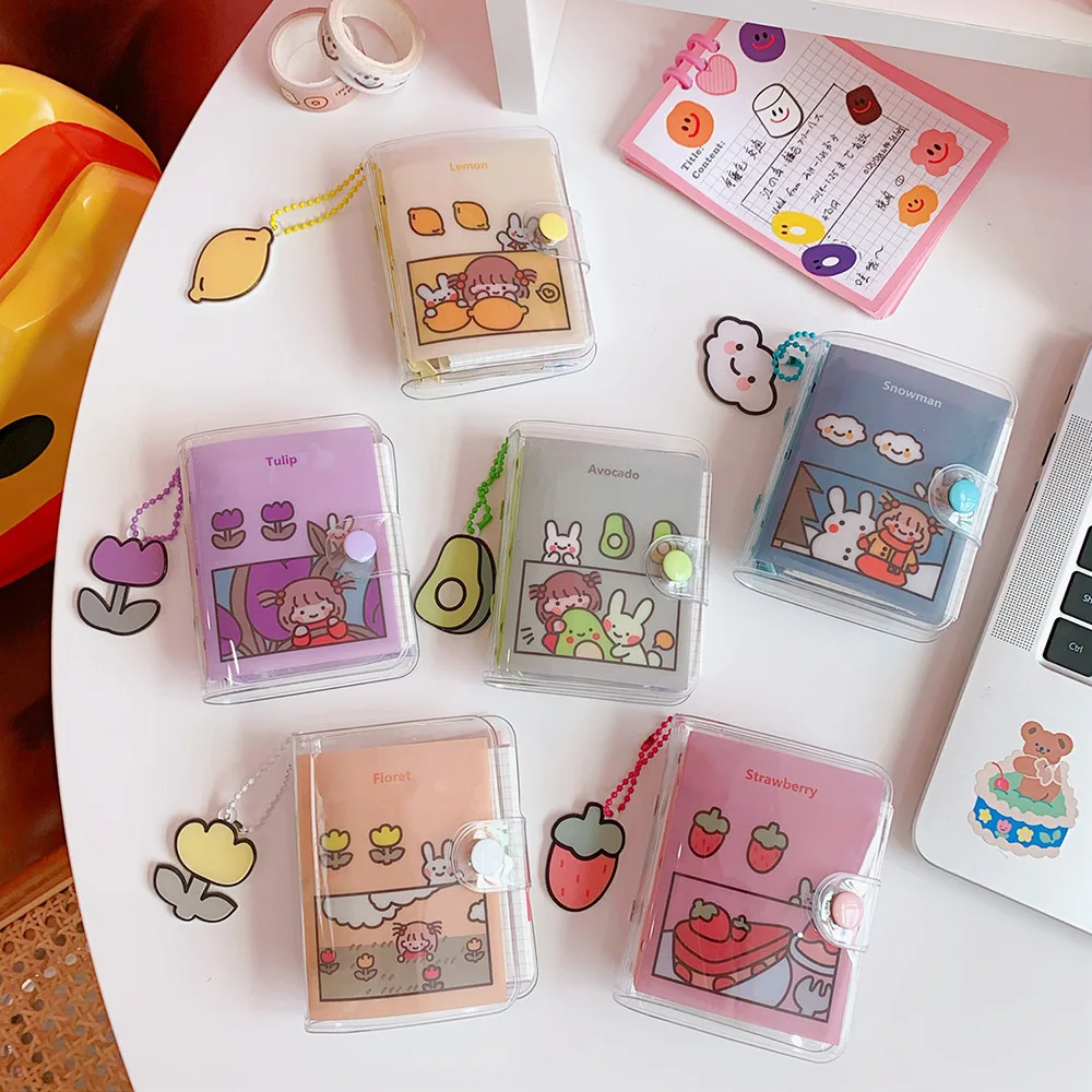 Cute Transparent Mini Loose-leaf Notebook Creative Portable Pocket Hand Book 3 Ring Binder Kawaii School Supplies Stationery