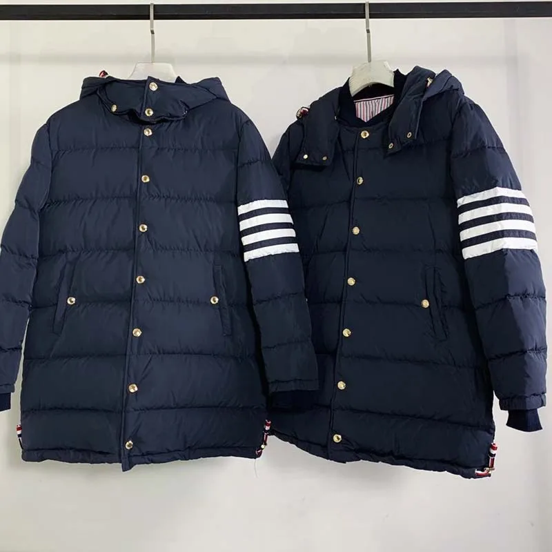 Men's Down Coat Original Striped Design Luxury Brand Down Jacket High Quality Famous Tops Men Solid TB THOM Winter Coats