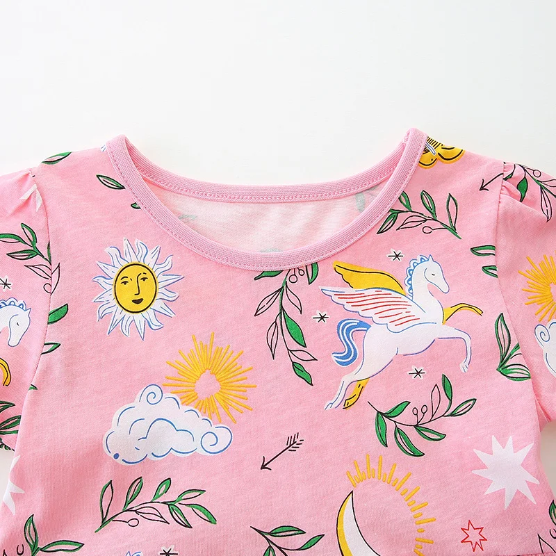 Летнее платье с коротким рукавом для девочек трикотажное хлопковое модное