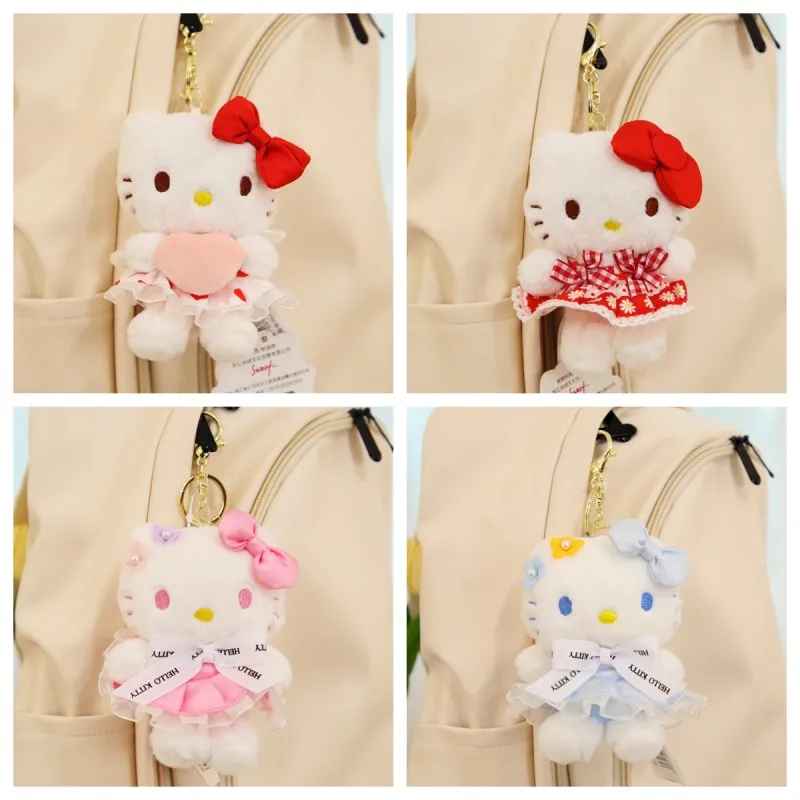 

Sanrio Hello Kitty Flower Heart Shaped Strawberry Cute Cartoon Plush Keychain Kawaii Kt Cat Soft Fill Toy Pendant Holiday Gifts