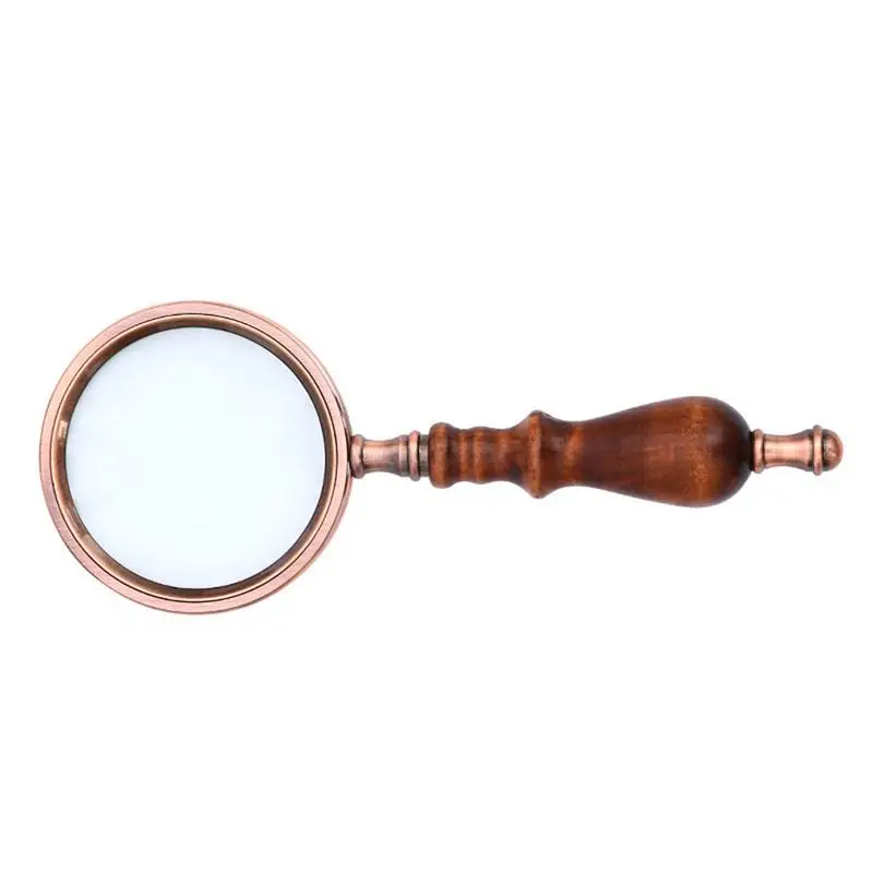 

Handheld Magnifier 10X Magnifying Glass Prop Antique Copper Magnifier With Sandalwood Handle High Magnification Magnifier For