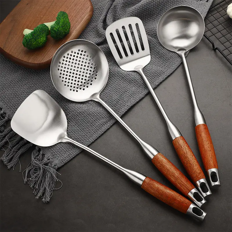 

Stainless Steel Kitchenware Set Spatula Soup Spoon Colander Spatula Rice Spoon Powder Grilled Kitchen Accessories and Utensils