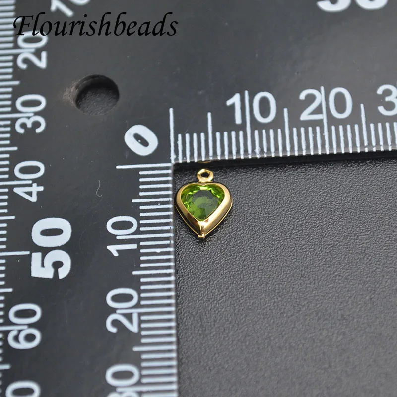 30pc Wholesale Bright Color Glass Crystal Gold Plated Heart Shape Bracelet Earring Cute Charms