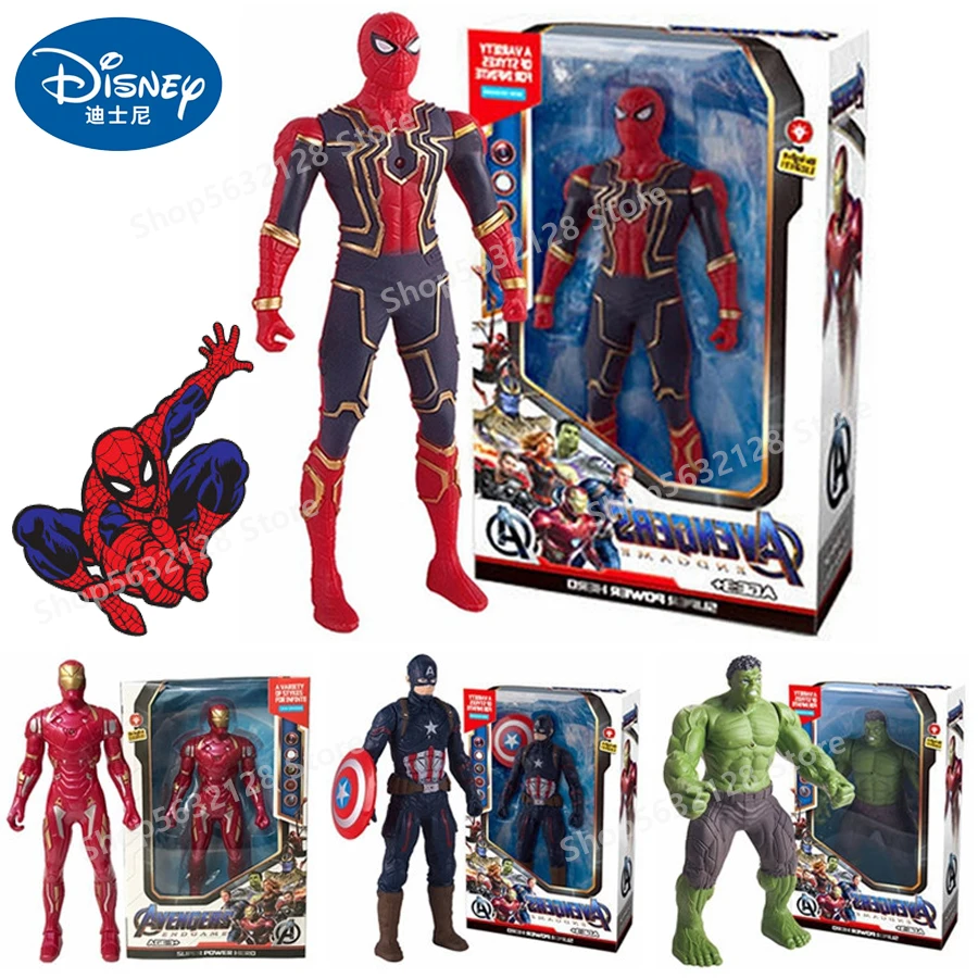 

Disney Spidermans Iron-man Super-Heros Hulks Anime Action Figure Toy Luminous Model Hand Movable Kids Boys Birthday Gifts