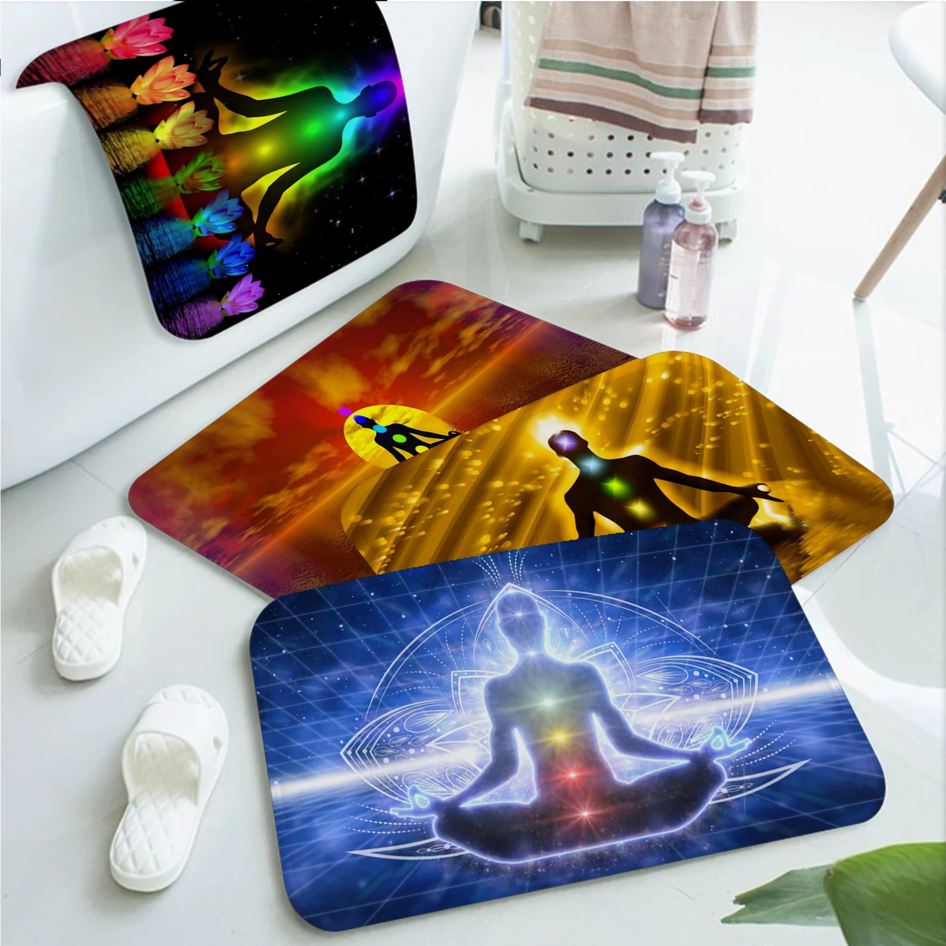 

Buddha Statue Meditation 7 Chakra Floor Carpet Anti-slip Absorb Water Long Strip Cushion Bedroon Mat Modern Home Decor