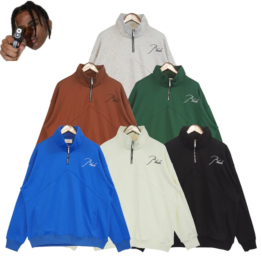 

Мужская толстовка с высоким воротником, с вышивкой ревеня