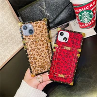 luxury leopard bracket square metal shockproof cases for oneplus 9 8 pro 9rt 8t 7t 6t one plus nord n10 n20 n100 ce2 soft cover