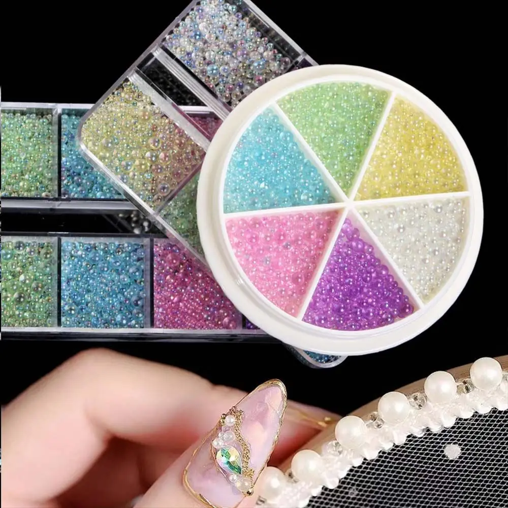 

6/12 Grids Multicolor Resin Transparent Non-Porous Small Bead Crystal Nail Decoration Set DIY Nail Art Decorative Accessories