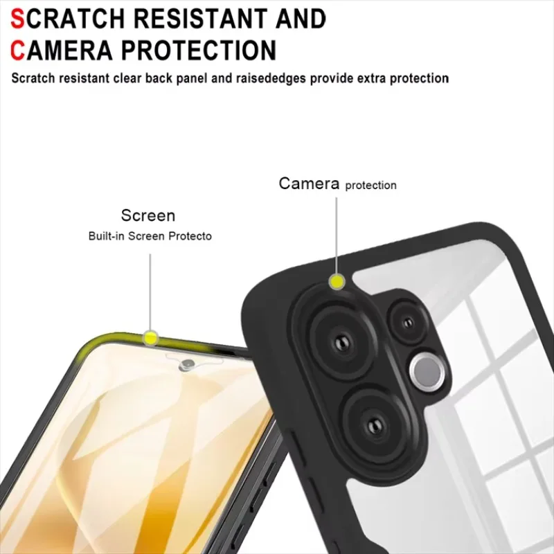 Фото Двухслойный прозрачный чехол для VIVO X300 Pro V60 Lite Y76S Y75 Y55 Y20 Y31 Y04 Y29s U5 Z6, акрил + TPU, 360-градусная защита от ударов №5