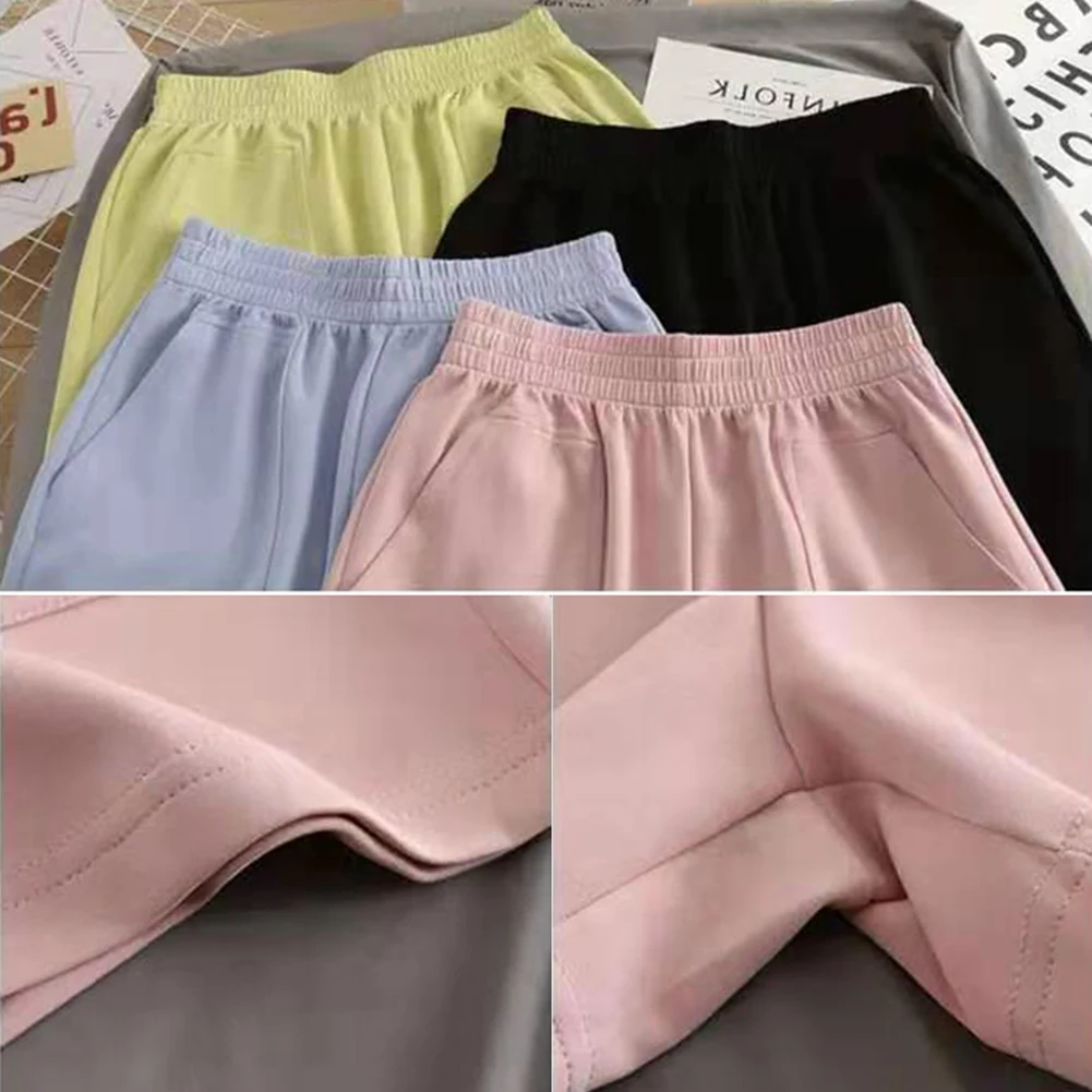 Women Shorts Solid Color Cozy Casual Loose Hipsters Running Sports Shorts Breathable Streetwear Hot Teens Wide Leg Bottoms