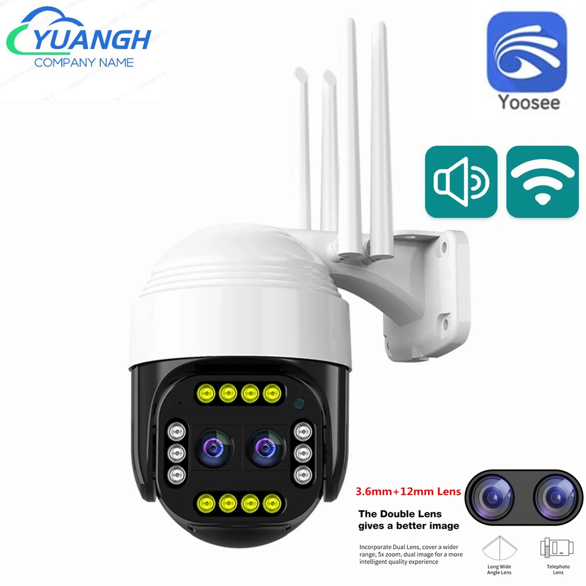 Наружная Wi-Fi IP-камера Yoosee 2 Мп охранная беспроводная купольная мини-камера с