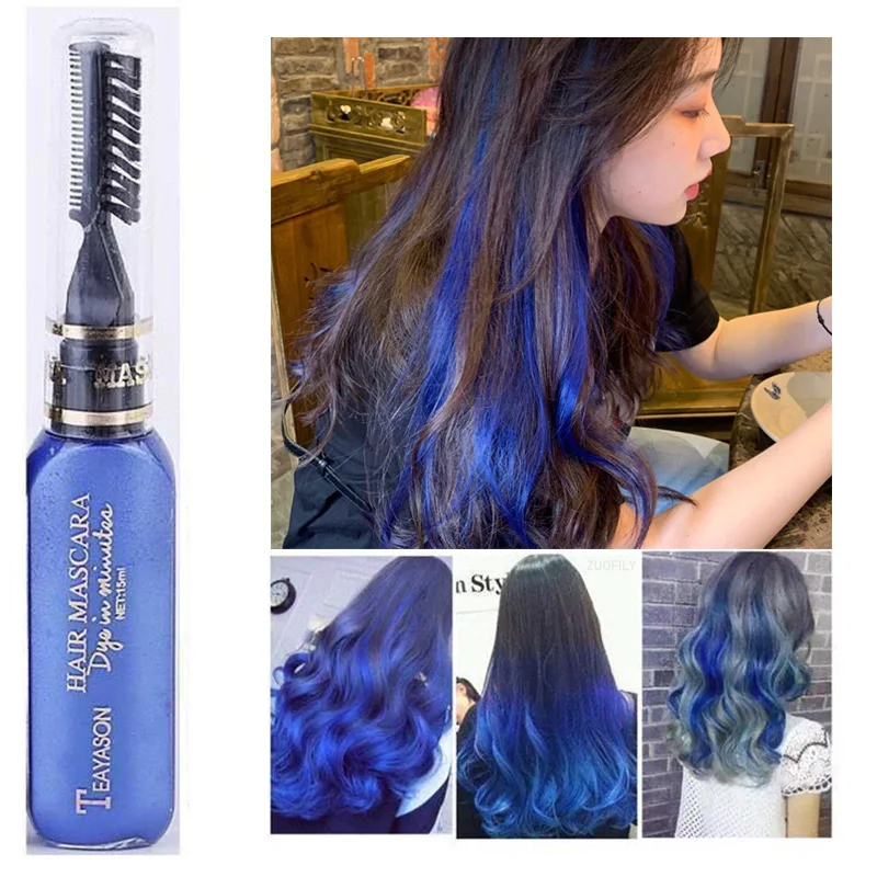 13 Colors One-off Hair Dye 15ml Temporary Non-toxic DIY Purple Mascara Washable One-time Pink Tool Dark Blue Cream | Красота и
