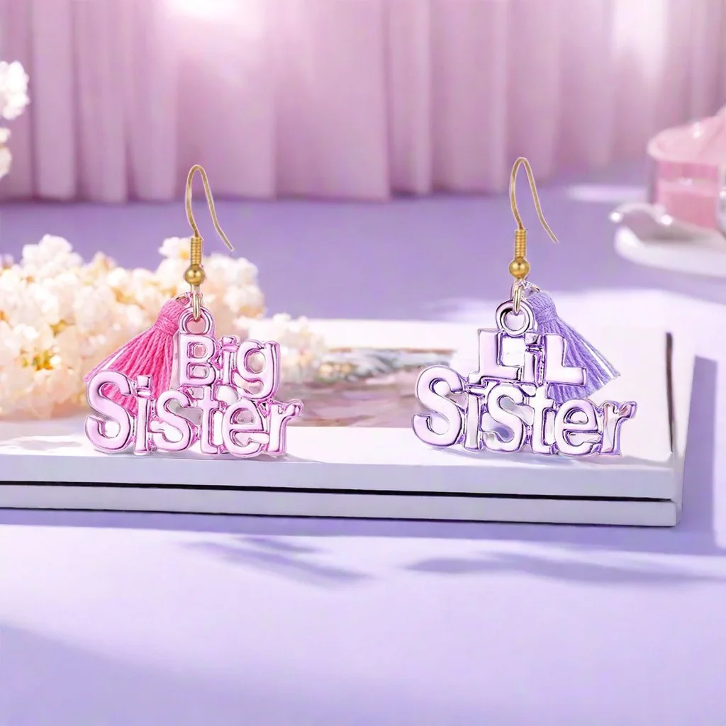 2 шт. цветные висячие серьги с алфавитами Big Sister Lil для женщин ювелирные изделия