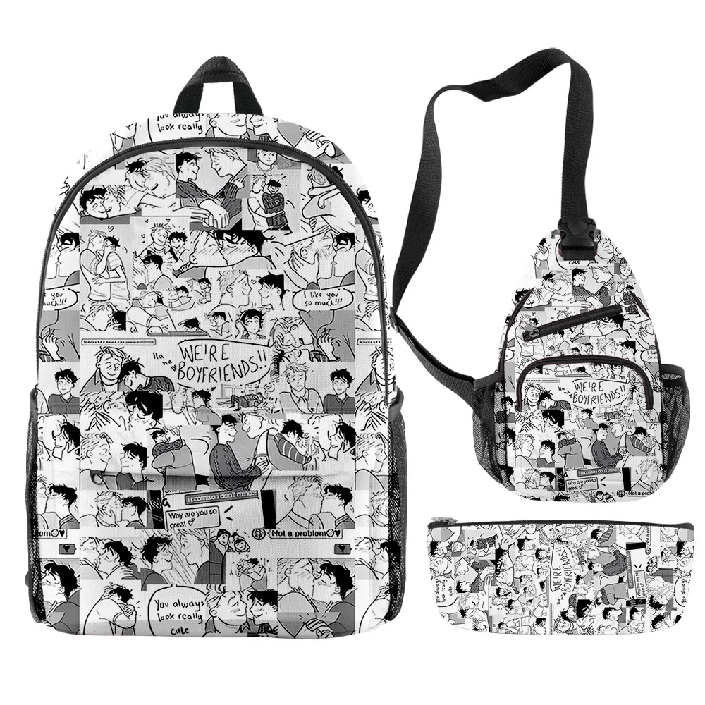 

Manga Heartstopper Tv Series Backpacks 3 Pieces Sets Unique Zipper Daypack Harjauku Traval Bag 2023 New Anime Bags